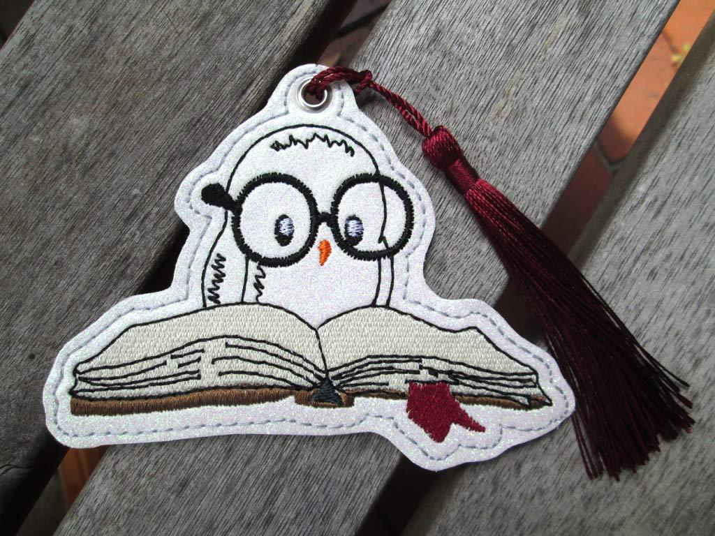 LESEeule Lesezeichen Eule weiß glitzer